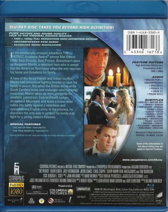 El Patriota (Edición Extendida) Blu-ray