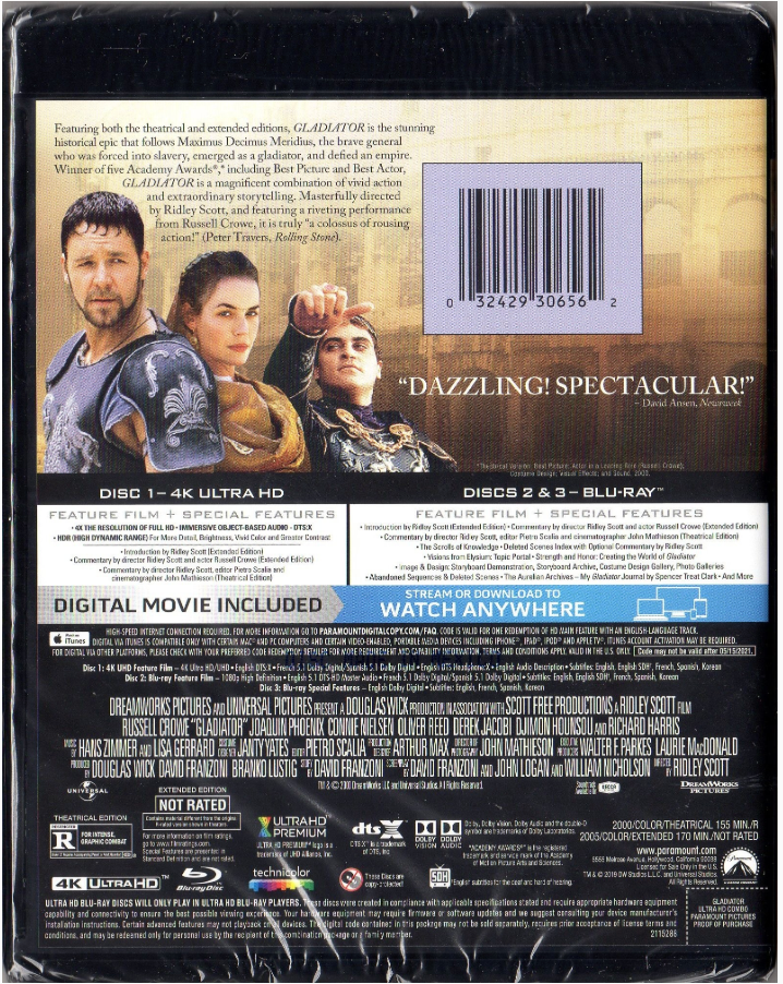 Gladiator 4K Ultra HD + Blu-ray + Digital Russell Crowe